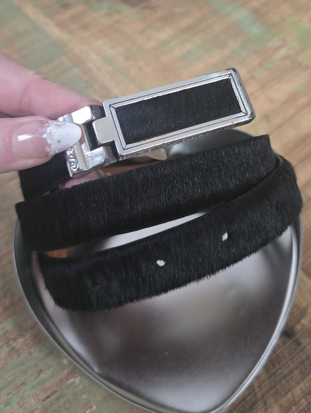 Brighton Belt Womens S 28 Black Leather Horsehair